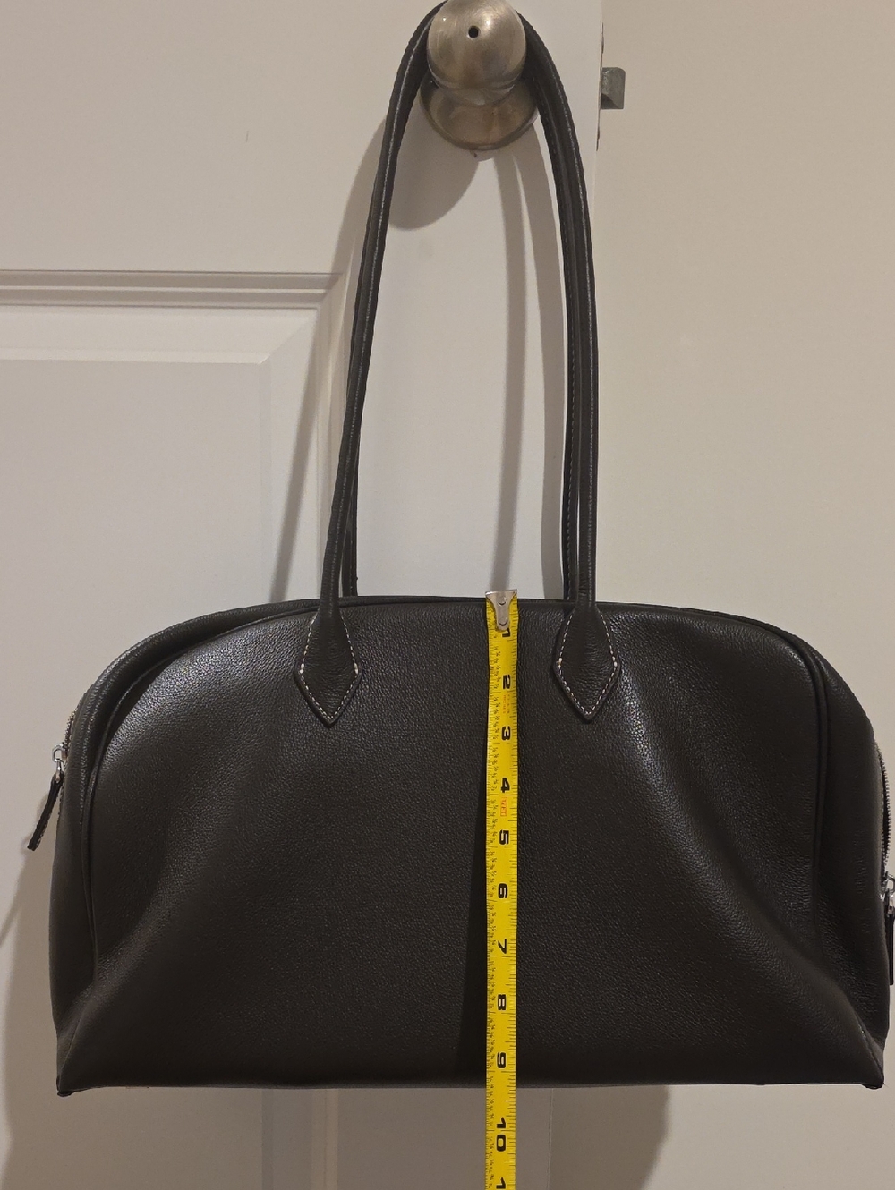 Brown Leather East West Tote